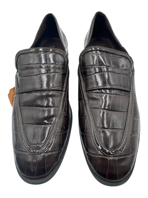 Schutz Shoe Size 8B Dark Brown Embossed Leather Pointed Rounded Toe Loafers Dark Brown / 8B