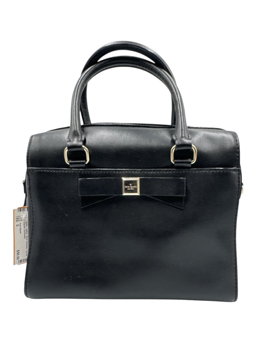 Kate Spade Black Leather Silver Hardware Top Zip Square Bag Black / S