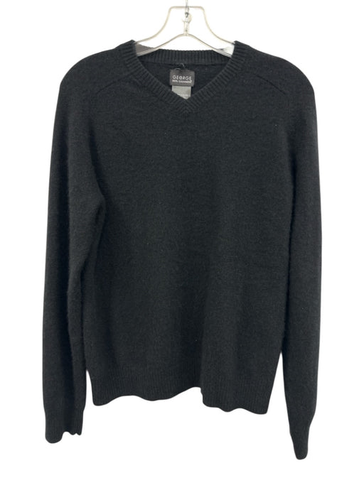 George Size S Black Cashmere Solid Crewneck Men's Sweater Black / S