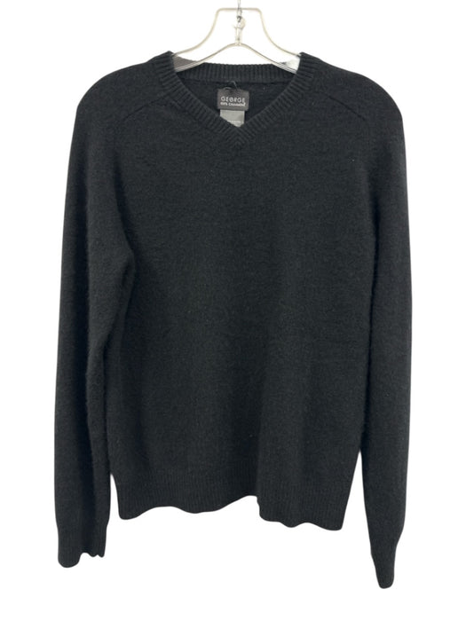 George Size S Black Cashmere Solid Crewneck Men's Sweater Black / S