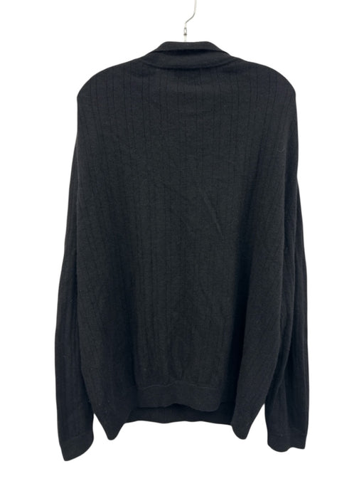 Cezani Size XL Black Cashmere Solid Polo Men's Long Sleeve Shirt Black / XL