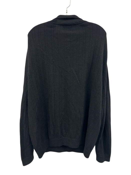 Cezani Size XL Black Cashmere Solid Polo Men's Long Sleeve Shirt Black / XL