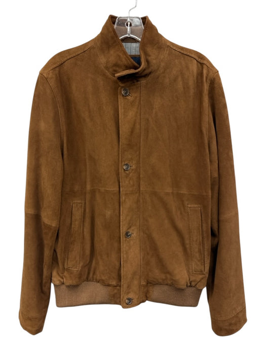 Brooks Brothers Size M Brown Leather Solid Zipper Men's Jacket Brown / M