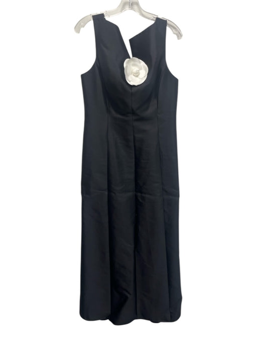 Rickie Freeman Size 8 Black & White Silk Blend Sleeveless Split V neckline Gown Black & White / 8