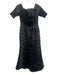 Roland Nivelais Black Silk 1/2 Sleeve Fit & Flare Off Shoulder Tiered Gown Black