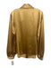 Lafayette 148 Size 12 Gold Silk Satin Long Sleeve Button Up & Collar Paneled Top Gold / 12