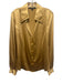 Lafayette 148 Size 12 Gold Silk Satin Long Sleeve Button Up & Collar Paneled Top Gold / 12