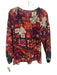 Kobi Halperin Size XS Red, Black & Orange Silk Long Balloon Sleeve Geo Print Top Red, Black & Orange / XS