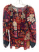 Kobi Halperin Size XS Red, Black & Orange Silk Long Balloon Sleeve Geo Print Top Red, Black & Orange / XS