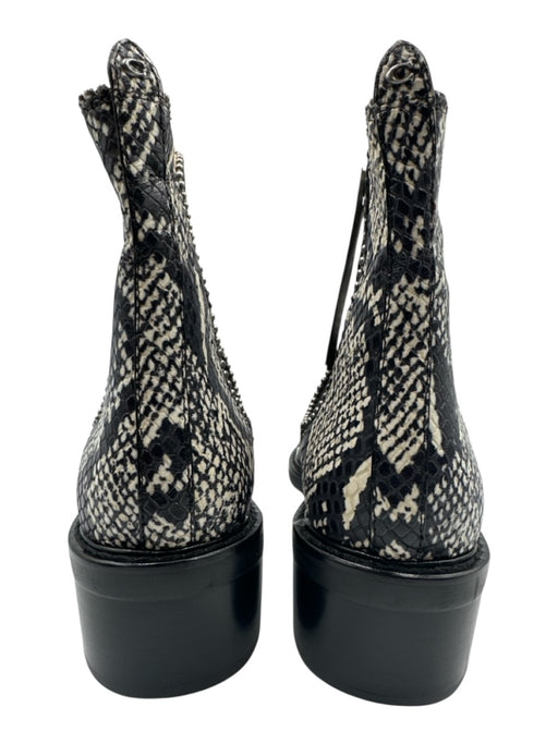 Coach Shoe Size 8 Black & White Leather Pointed Toe Snake Print Studded Booties Black & White / 8