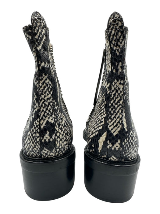 Coach Shoe Size 8 Black & White Leather Pointed Toe Snake Print Studded Booties Black & White / 8