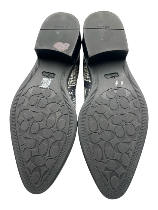 Coach Shoe Size 8 Black & White Leather Pointed Toe Snake Print Studded Booties Black & White / 8