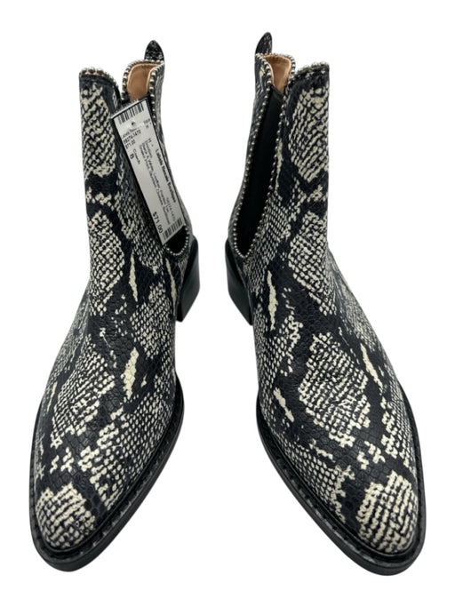 Coach Shoe Size 8 Black & White Leather Pointed Toe Snake Print Studded Booties Black & White / 8