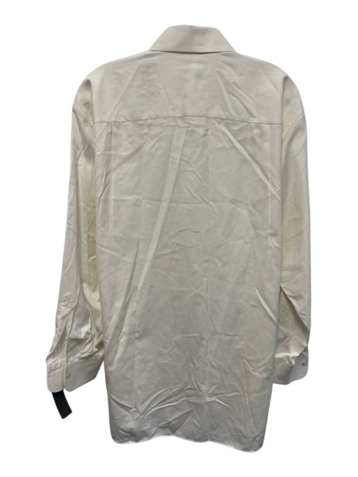 Ermenegildo Zegna Size 16.5 White Cotton Solid Button Down Long Sleeve Shirt White / 16.5