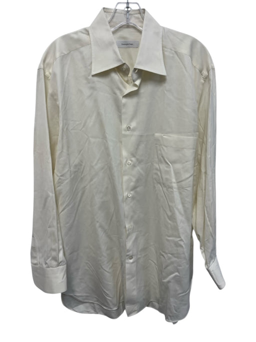 Ermenegildo Zegna Size 16.5 White Cotton Solid Button Down Long Sleeve Shirt White / 16.5