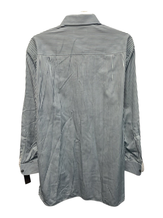 Ermenegildo Zegna Size L Blue & Beige Cotton Striped Men's Long Sleeve Shirt Blue & Beige / L