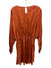 Caballero Size S Orange Viscose Satin Long Balloon Sleeve Wood Grain Dress Orange / S
