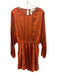 Caballero Size S Orange Viscose Satin Long Balloon Sleeve Wood Grain Dress Orange / S