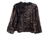 Nanette Lepore Size L Black Polyester High Neck Long Sleeve Back Zip Sequins Top Black / L