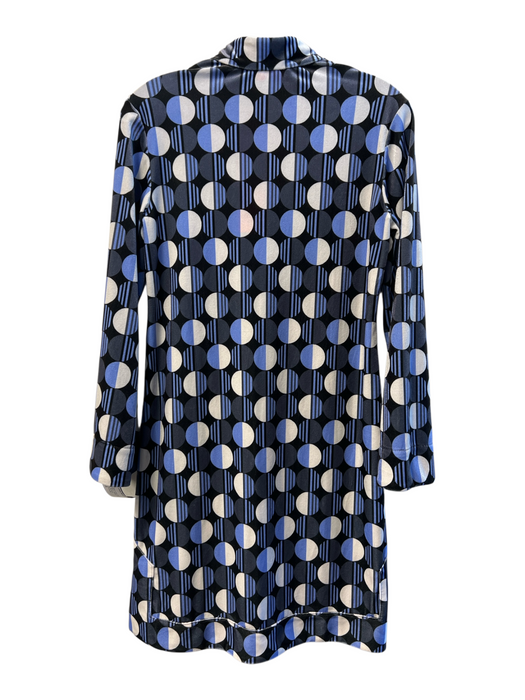 Jude Connally Size XS Black & Blue Polyester V Neck Long Sleeve Abstract Dress Black & Blue / XS