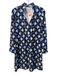 Jude Connally Size XS Black & Blue Polyester V Neck Long Sleeve Abstract Dress Black & Blue / XS
