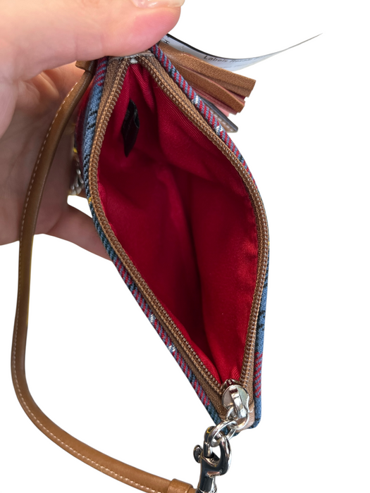 Coach Red Wool Wristlet Plaid Zip Close Mini Wallets Red