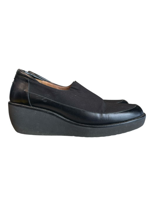 Donald J Pliner Shoe Size 7.5 Black Leather Almond Toe Loafer Wedge Shoes Black / 7.5
