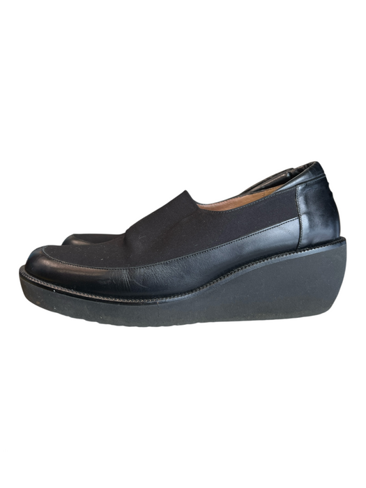 Donald J Pliner Shoe Size 7.5 Black Leather Almond Toe Loafer Wedge Shoes Black / 7.5