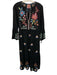 Johnny Was Size Medium Black & Multi Cotton Long Sleeve Floral Embroidery Dress Black & Multi / Medium