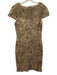 Tadashi Shoji Size 12 Taupe & Beige Polyester Blend Cap Sleeve Floral Lace Dress Taupe & Beige / 12