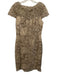Tadashi Shoji Size 12 Taupe & Beige Polyester Blend Cap Sleeve Floral Lace Dress Taupe & Beige / 12