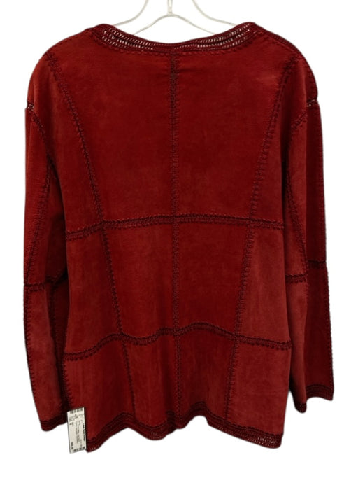 S.M.H Size 8 Red Suede leather Long Sleeve Patches One Button Jacket Red / 8