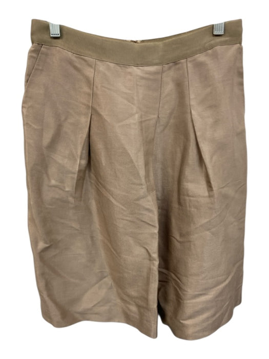 Etro Size 44 Taupe Beige Linen Blend Back Zip Pleated Pockets Skirt Taupe Beige / 44