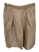 Etro Size 44 Taupe Beige Linen Blend Back Zip Pleated Pockets Skirt Taupe Beige / 44