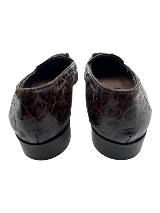 Amalfi Shoe Size 7 Dark Brown Leather Round Toe Crocodile Tassel Loafers Dark Brown / 7