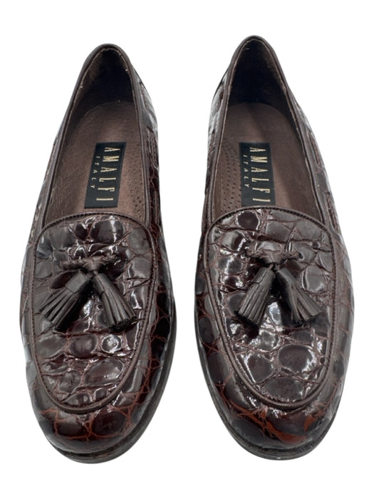 Amalfi Shoe Size 7 Dark Brown Leather Round Toe Crocodile Tassel Loafers Dark Brown / 7