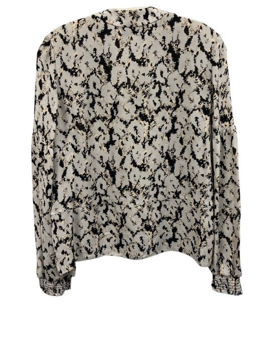 Derek Lam 10 Crosby Size 2 Gray, Black & Beige Silk Hook & Eye Long Sleeve Top Gray, Black & Beige / 2