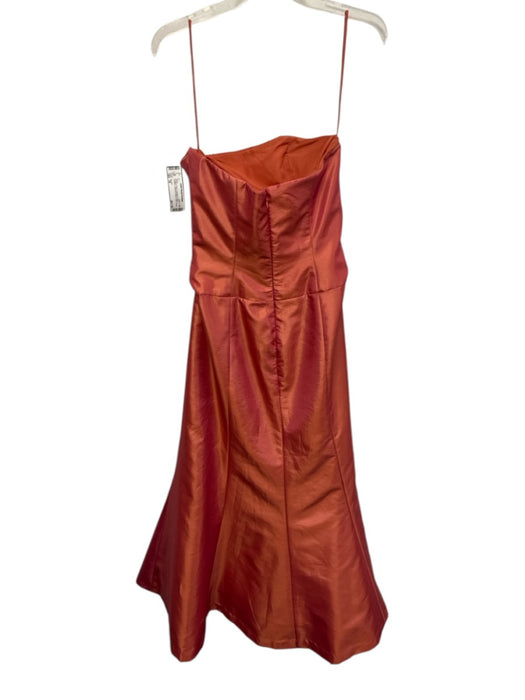 Amsale Size 10 Orange & Pink Polyester & Nylon Strapless Gathered Waist Gown Orange & Pink / 10