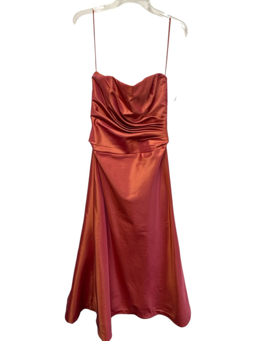 Amsale Size 10 Orange & Pink Polyester & Nylon Strapless Gathered Waist Gown Orange & Pink / 10
