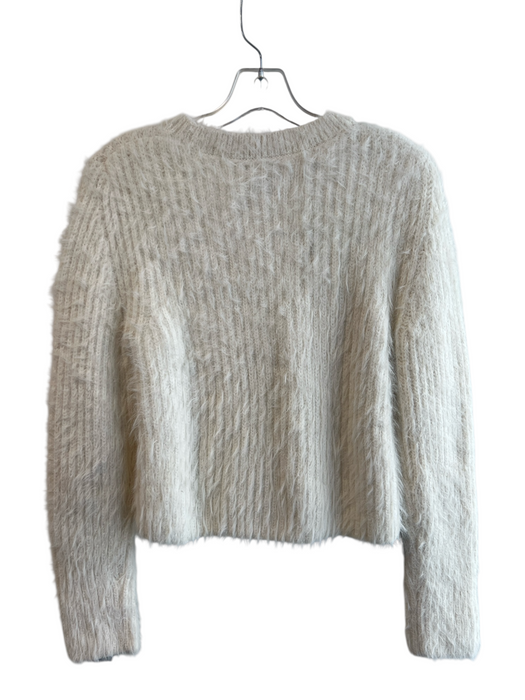 Massimo Dutti Size S White No Fabric Tag Knit Furry Detail Long Sleeve Sweater White / S