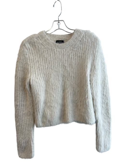 Massimo Dutti Size S White No Fabric Tag Knit Furry Detail Long Sleeve Sweater White / S