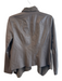 Per Se Size 10 Brown Leather Long Sleeve Knit Detail Lined Open Front Jacket Brown / 10