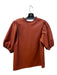 THML Size S Burnt Orange Polyester & PU Blend Ruffle Neck Pullover Blouse Burnt Orange / S