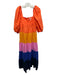 Farm Rio Size S Orange, Yellow, Multi Cotton Short Balloon Sleeve V Neck Dress Orange, Yellow, Multi / S