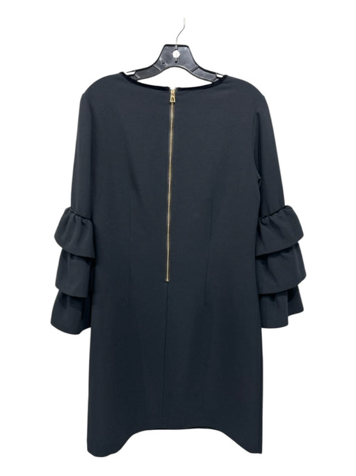 Sail To Sable Size 6 Black Polyester Blend Velvet Trim Tiered Sleeve Shift Dress Black / 6