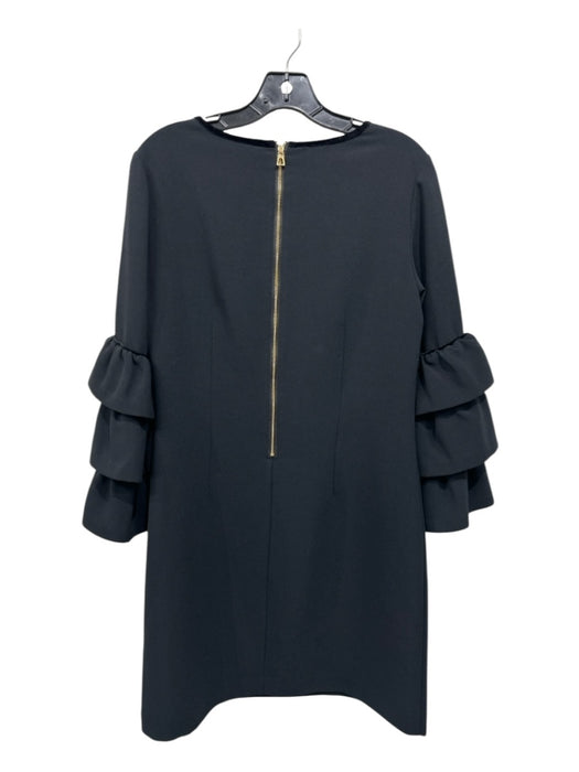 Sail To Sable Size 6 Black Polyester Blend Velvet Trim Tiered Sleeve Shift Dress Black / 6