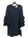 Sail To Sable Size 6 Black Polyester Blend Velvet Trim Tiered Sleeve Shift Dress Black / 6