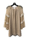Amanda Up Richard Size Small Sand Silk Long Sleeve Round Neck Sheer Flowy Dress Sand / Small