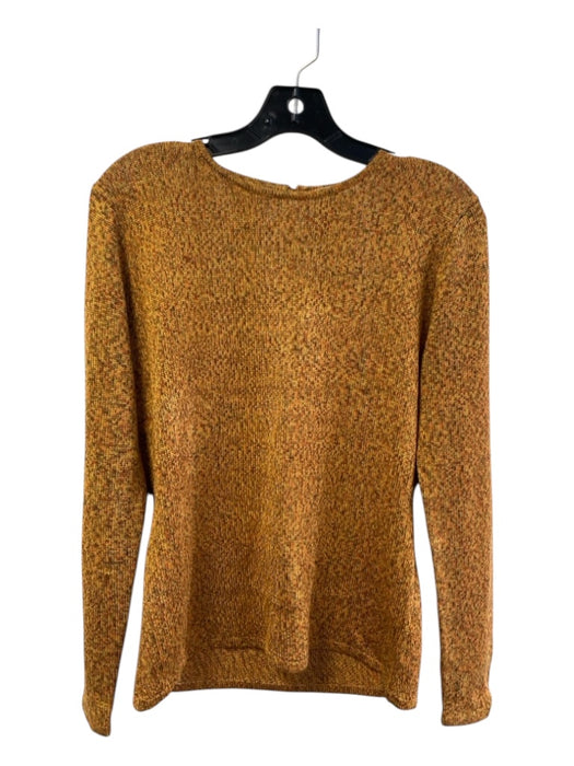 Carlisle Size M Mustard Silk Round Neck Long Sleeve Keyhole Back Knit Top Mustard / M