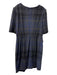 Betsy Johnson Size 14 Navy, Gray, Black Polyester Blend Short Sleeve Dress Navy, Gray, Black / 14
